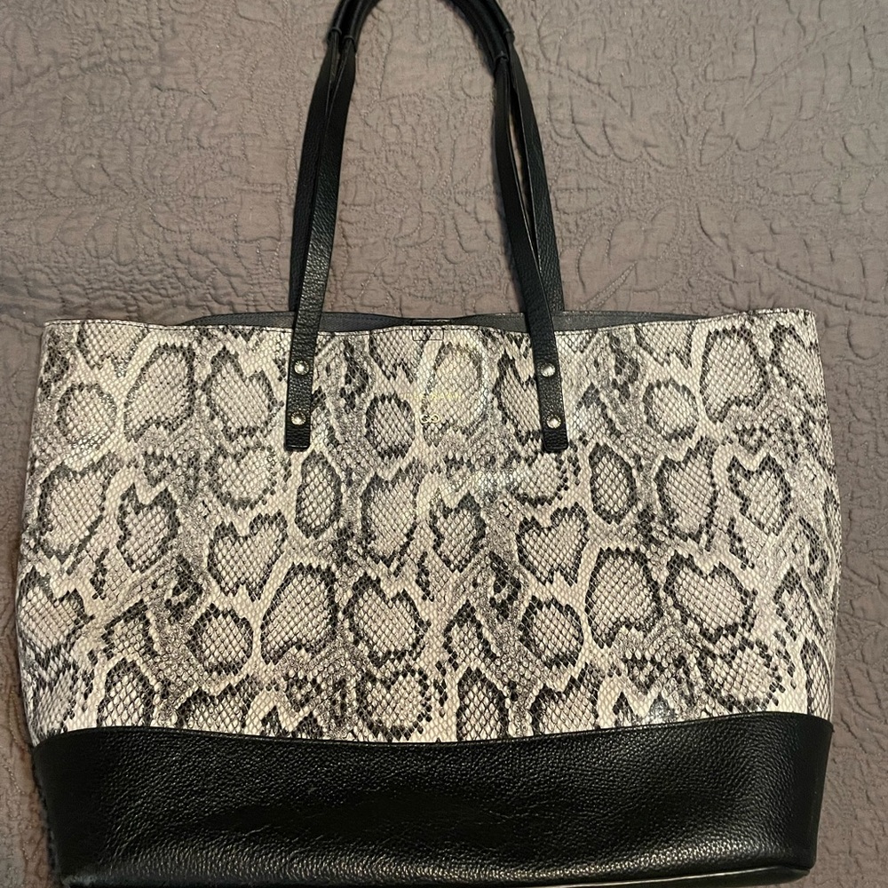 Cole Haan Black and Gray Snake Print Tote